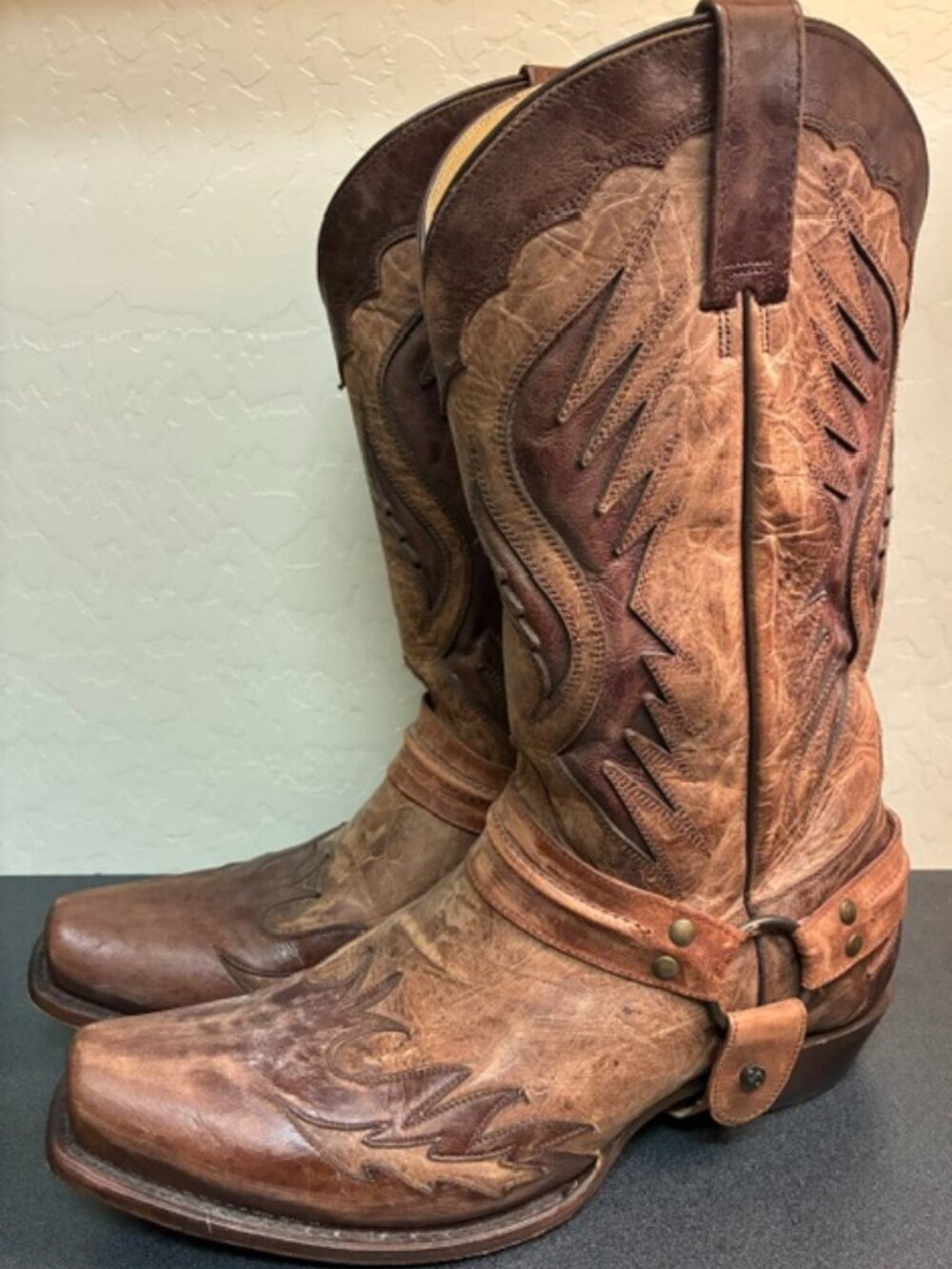 Stetson Outlaw Men’s Cowboy Boots Size 13 EE Distressed Brown Leather Handmade